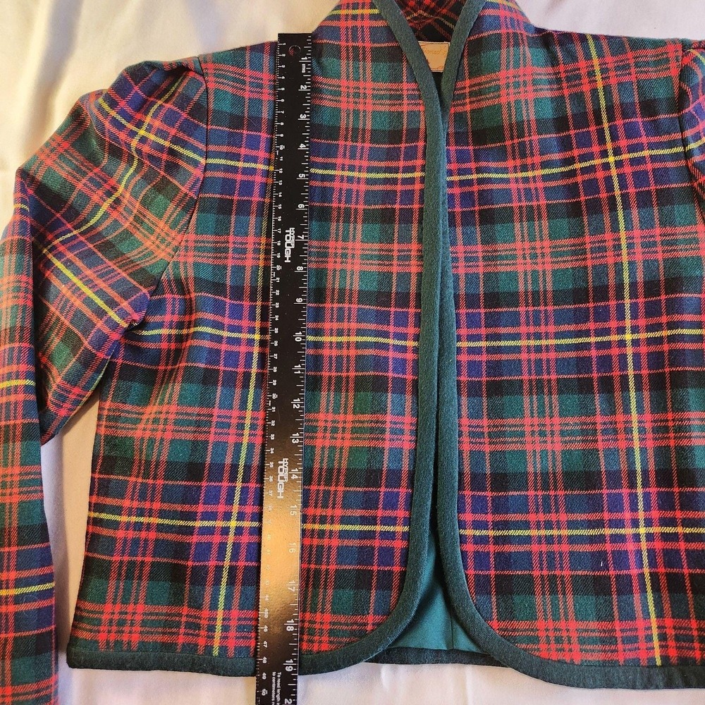HANDMADE By R.A. Plaid Blazer Womens Small 1940s 50s Jacket Red Green VTG - Picture 4 of 6